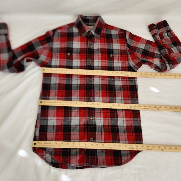 DULUTH Red Gray Plaid Free Swingin' Flannel Trim Fit Shirt Size S LIKE NEW! - Picture 15 of 16